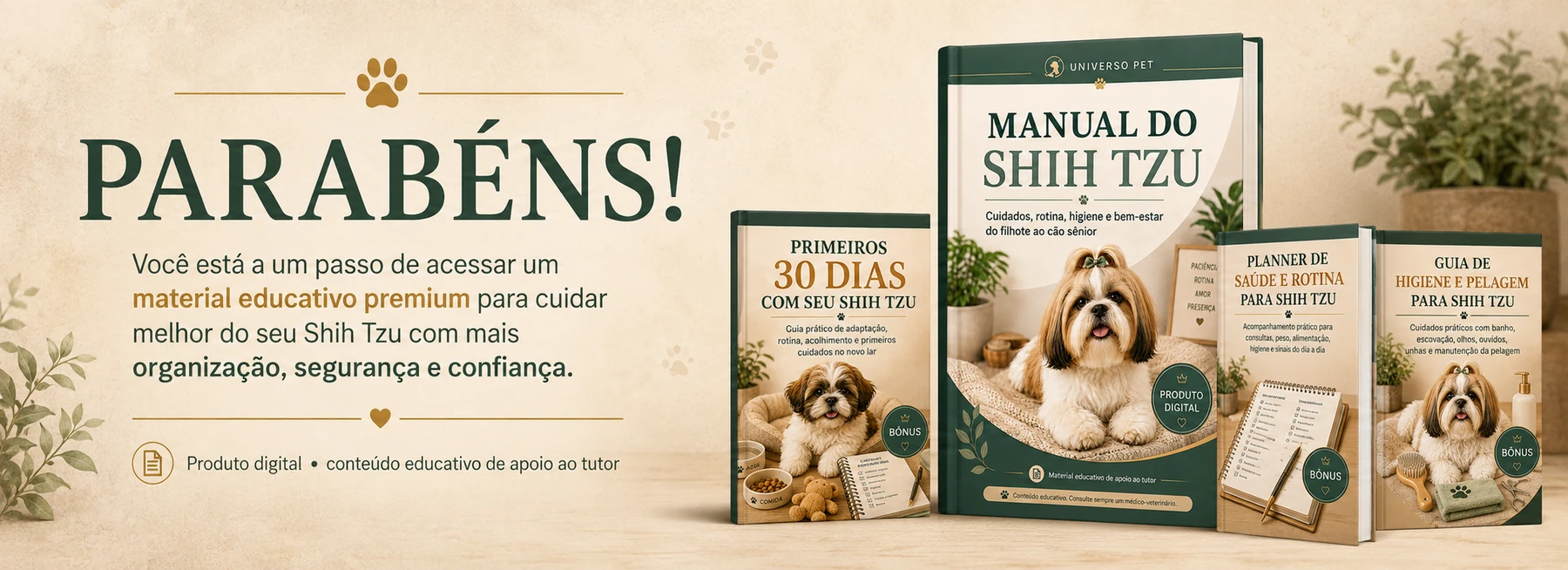 Capa 3D do Manual do Shih Tzu — Cuidados, Rotina, Higiene e Bem-Estar